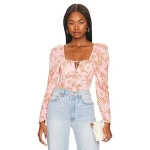 Free‎ People Pink Combo Hilary Printed Top SZ M NWT